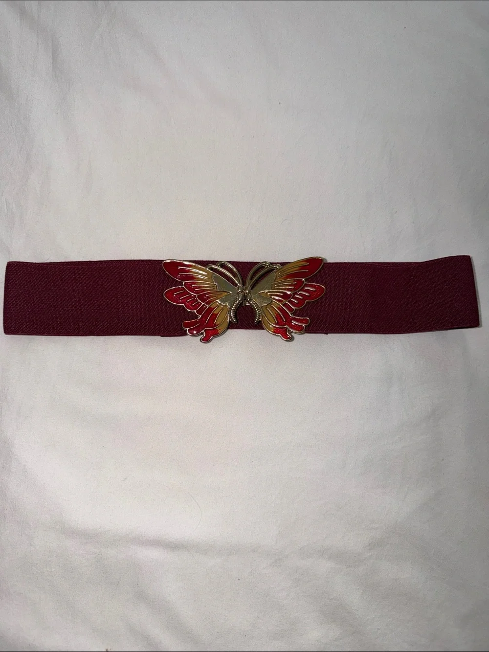 VTG Women's Burgundy Elastic Butterfly Waist Belt (Korea)